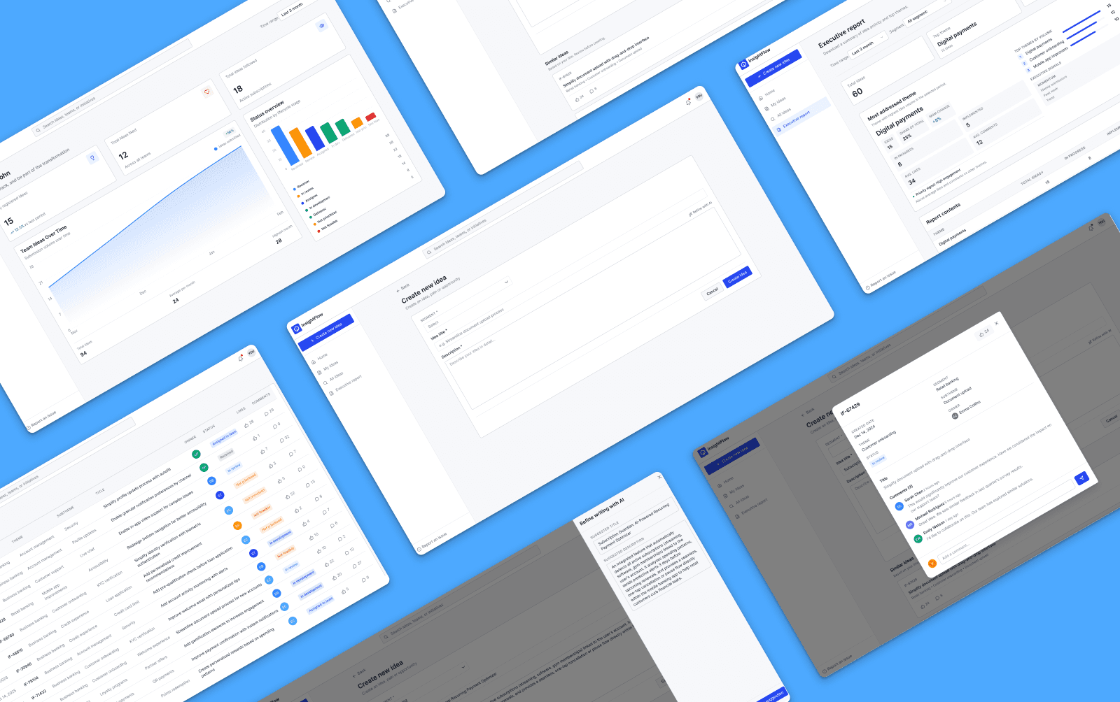 InsightFlow — key screens composition