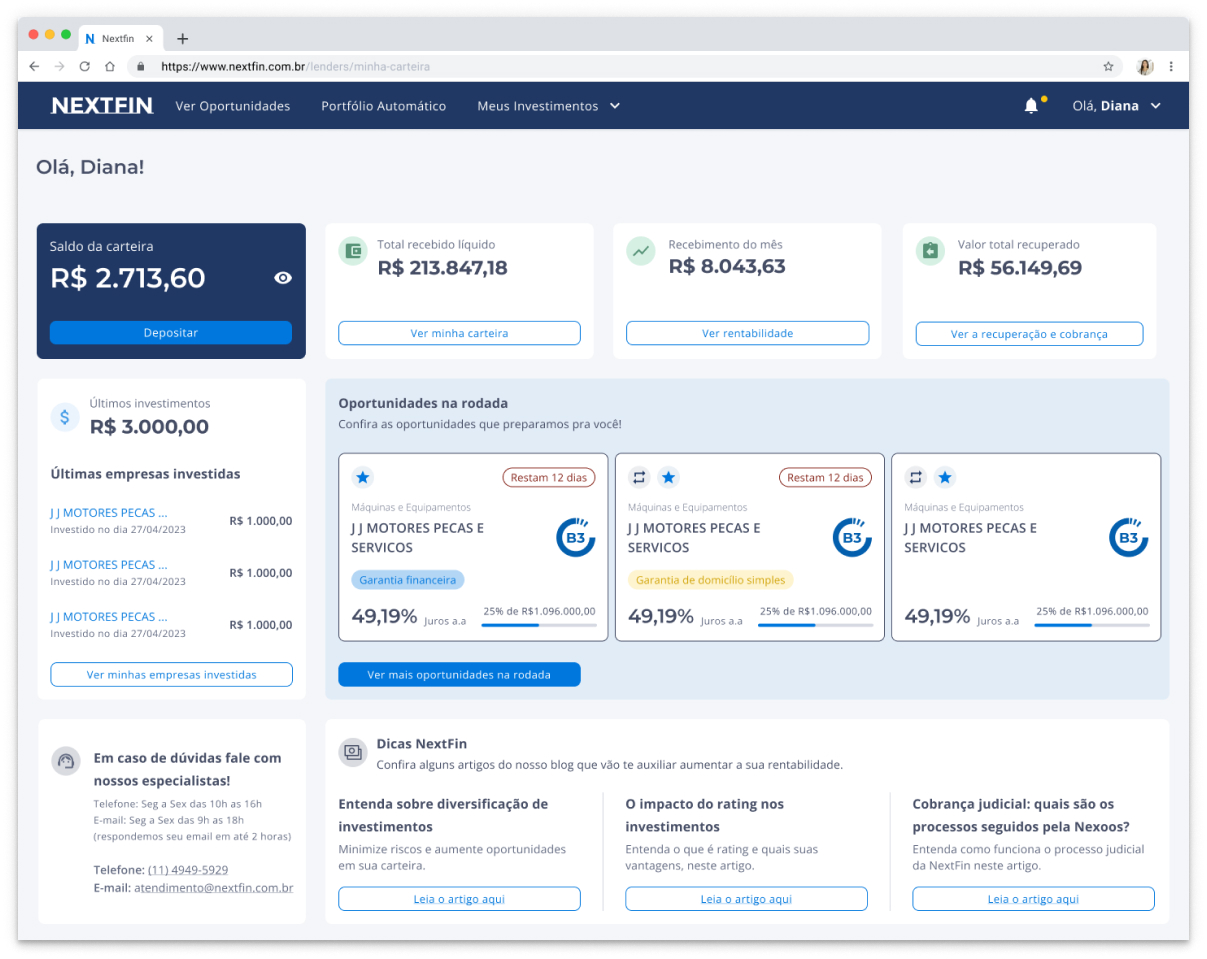 “Home” interface