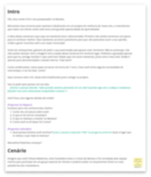 A piece of our script, it contains the Intro and the scenario we want the user imagine.